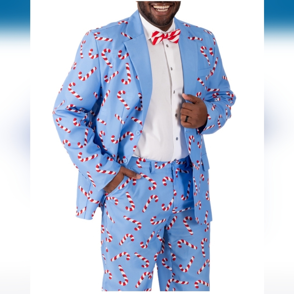 Holiday Party 3 Piece Suit with Flashing LED Lights  and Bow Tie, X-Large, New